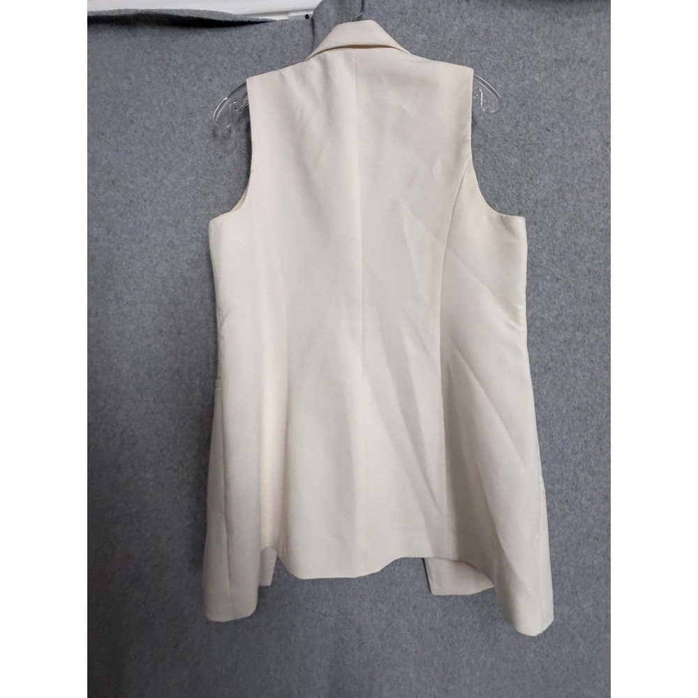 Maison D'Amélie Vest Womens Small White Longline Open Front Lined Pockets Blazer - Picture 10 of 11